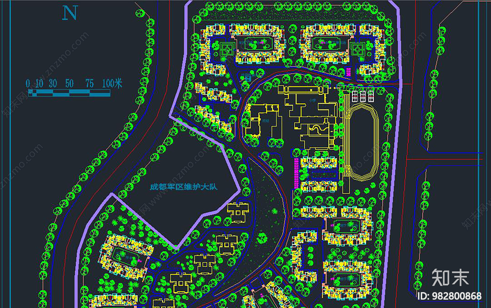小区修建性详细规划cad施工图下载【ID:982800868】