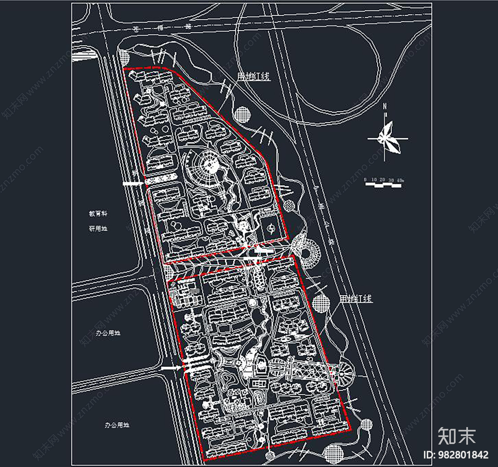 新区地块规划cad施工图下载【ID:982801842】