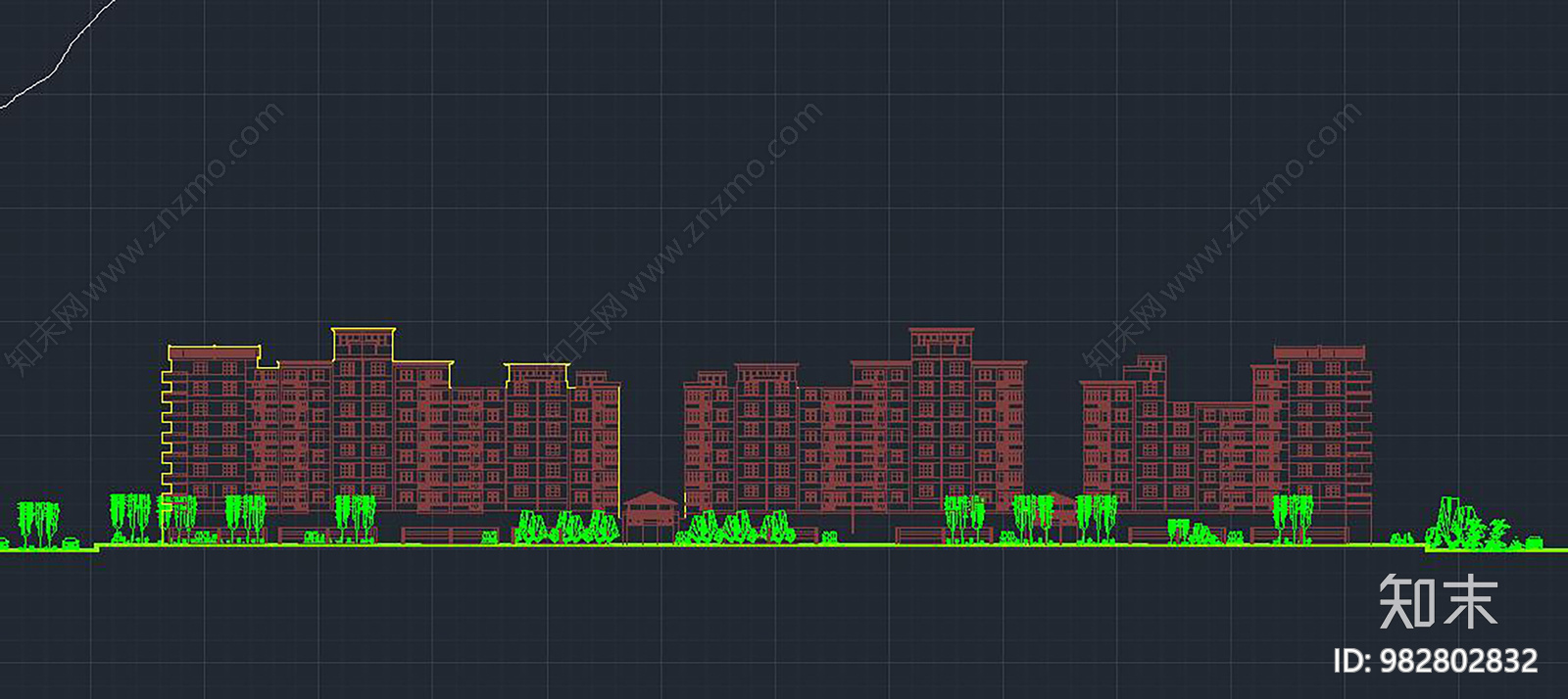 沿街立面规划图cad施工图下载【ID:982802832】