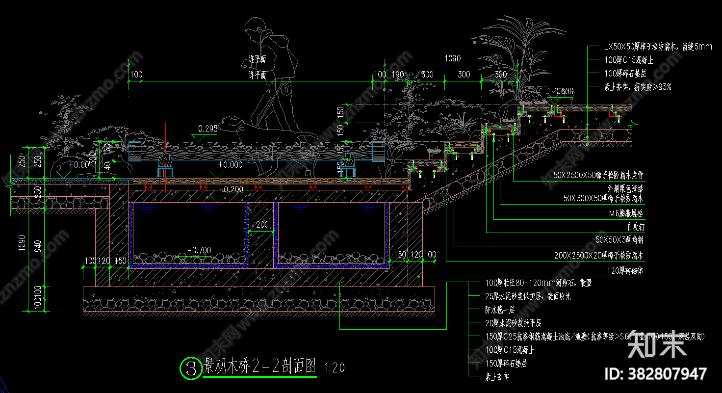 木栈道详图施工图下载【ID:382807947】