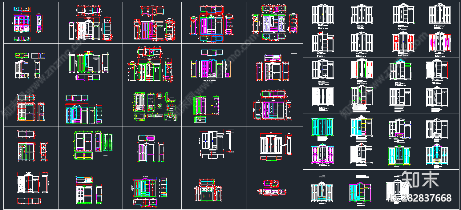 美式衣柜CAD设计图纸图库施工图下载【ID:282837668】