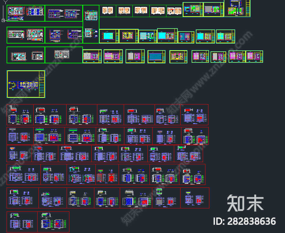 全屋定制衣柜图纸图库施工图下载【ID:282838636】