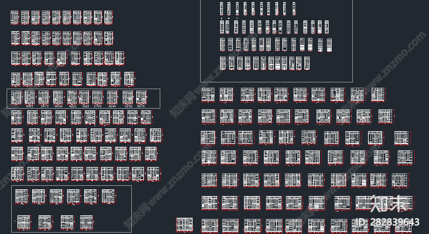 各类尺寸衣柜CAD图集施工图下载【ID:282839643】