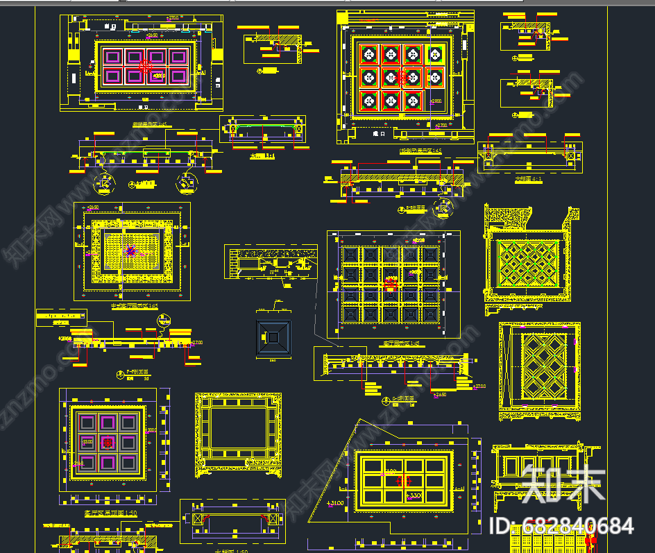 天花吊顶cad图库施工图下载【ID:682840684】