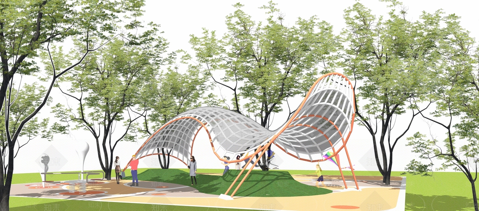 现代廊架SU模型下载【ID:482845711】