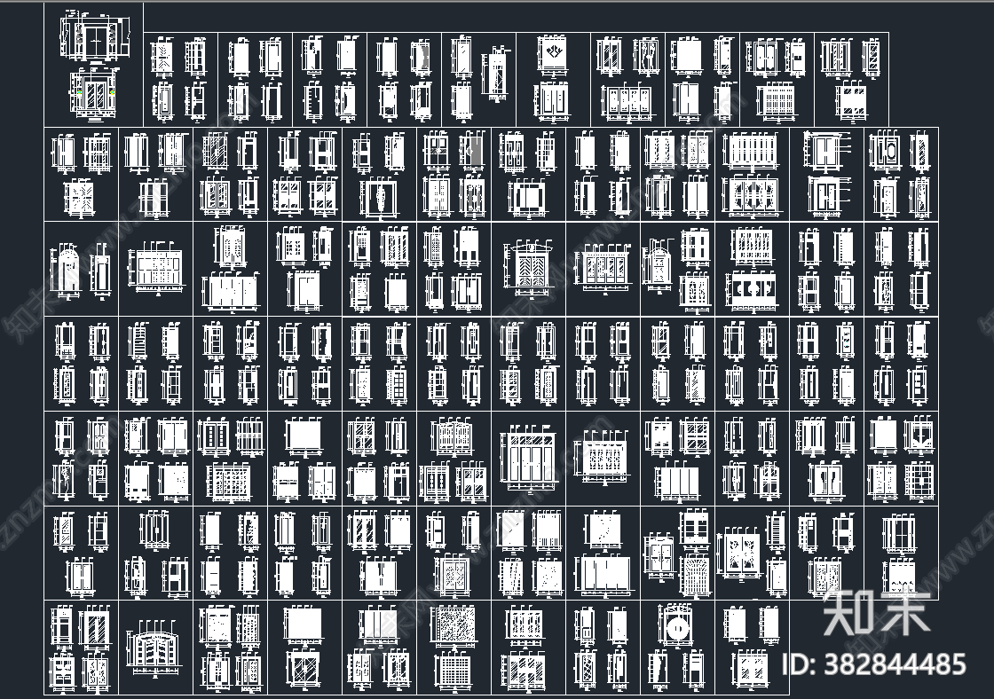 大门立面CAD图块图库大全施工图下载【ID:382844485】