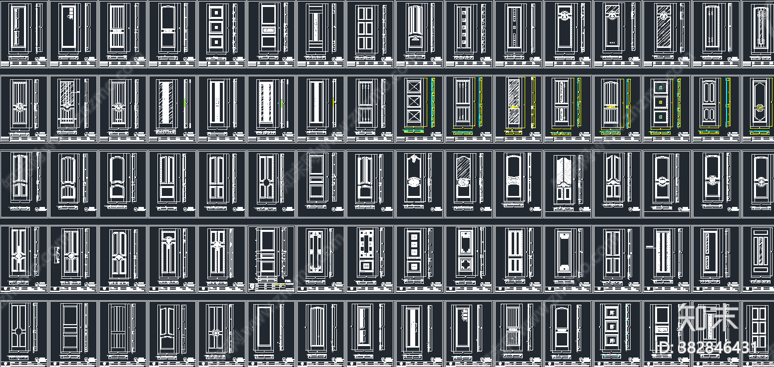 整木门CAD图库cad施工图下载【ID:382846431】