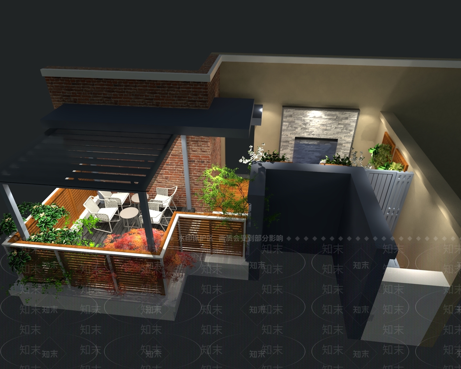 北欧庭院景观SU模型下载【ID:582853978】
