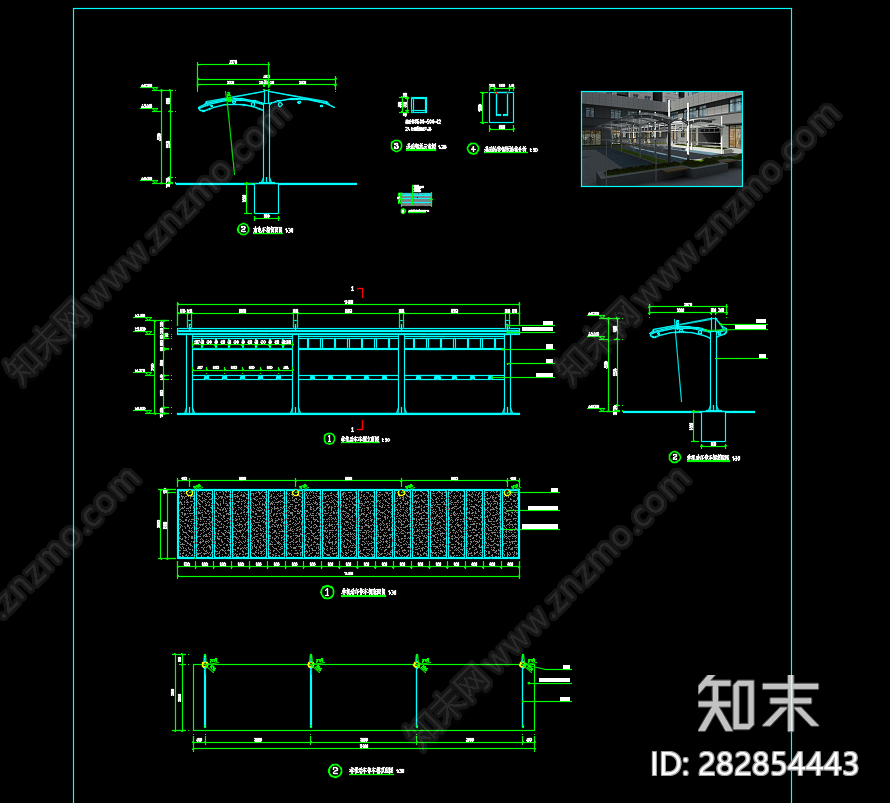 自行车棚施工图下载【ID:282854443】