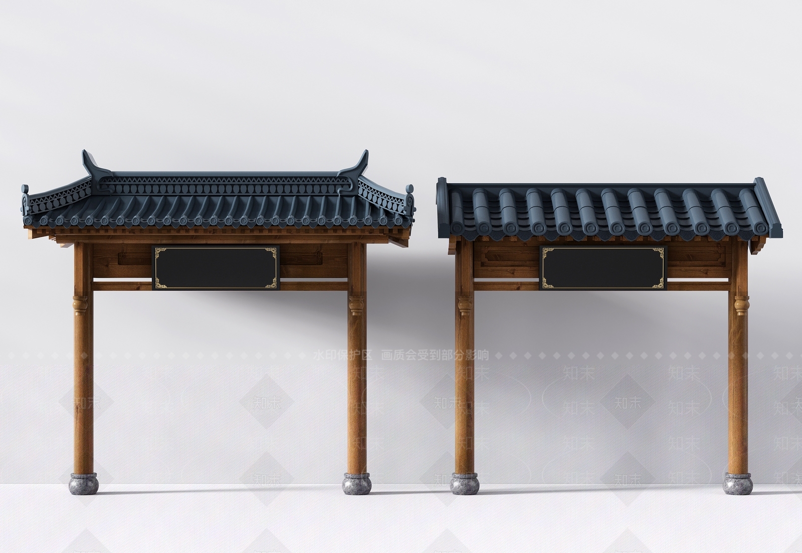 新中式屋檐3D模型下载【ID:282856870】
