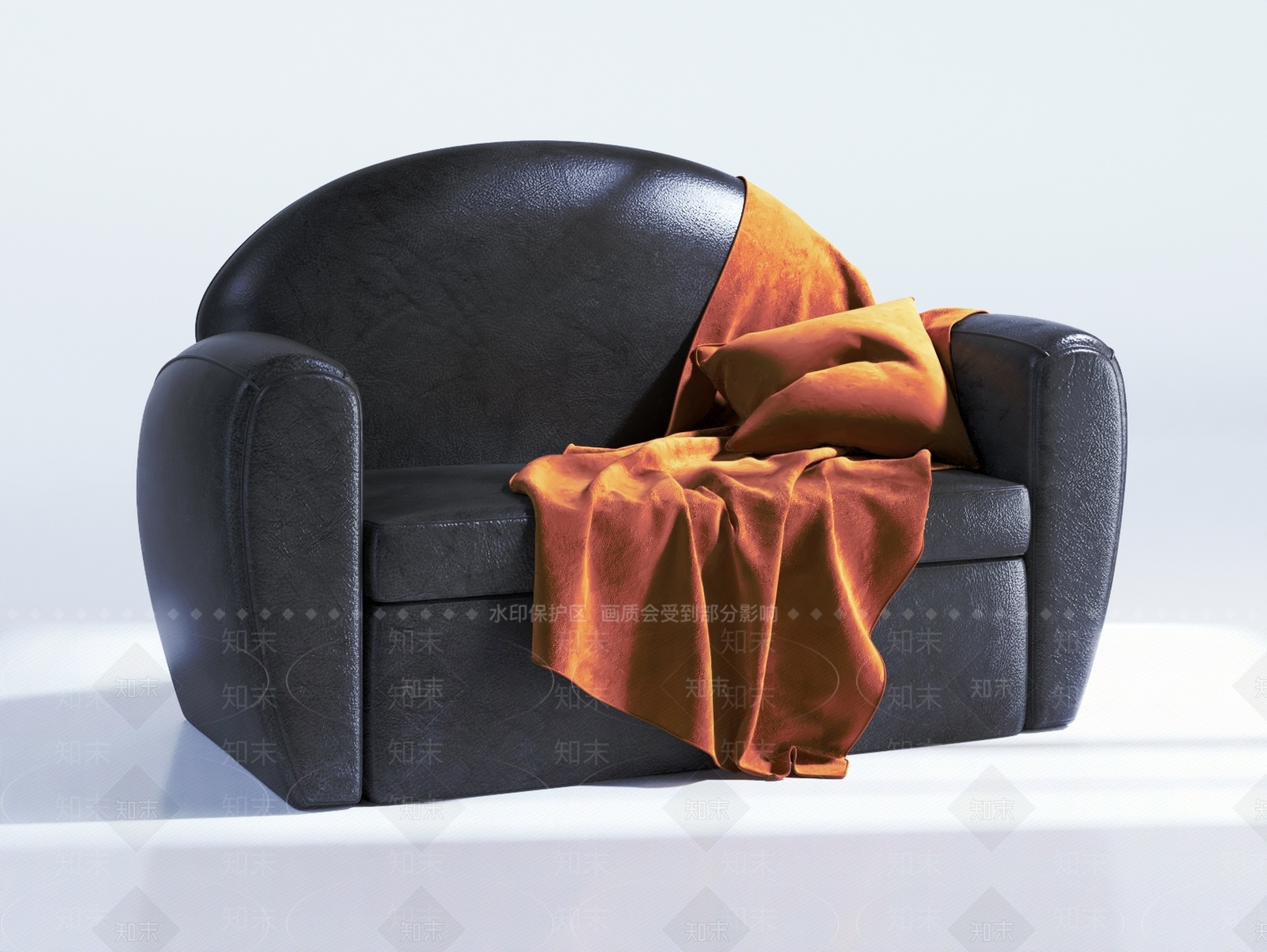 现代皮革单人沙发3D模型下载【ID:982868633】_知末3d模型网