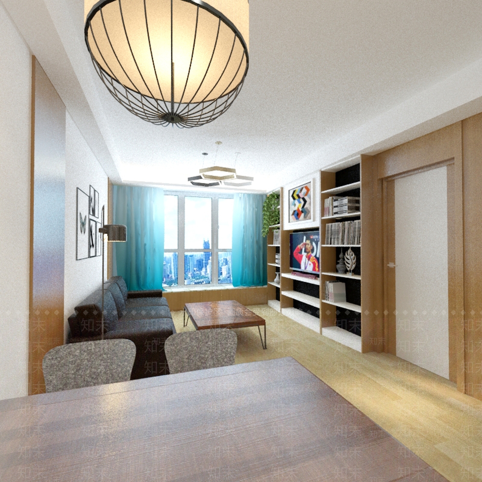 现代简约小户型客厅3D模型下载【ID:782874860】