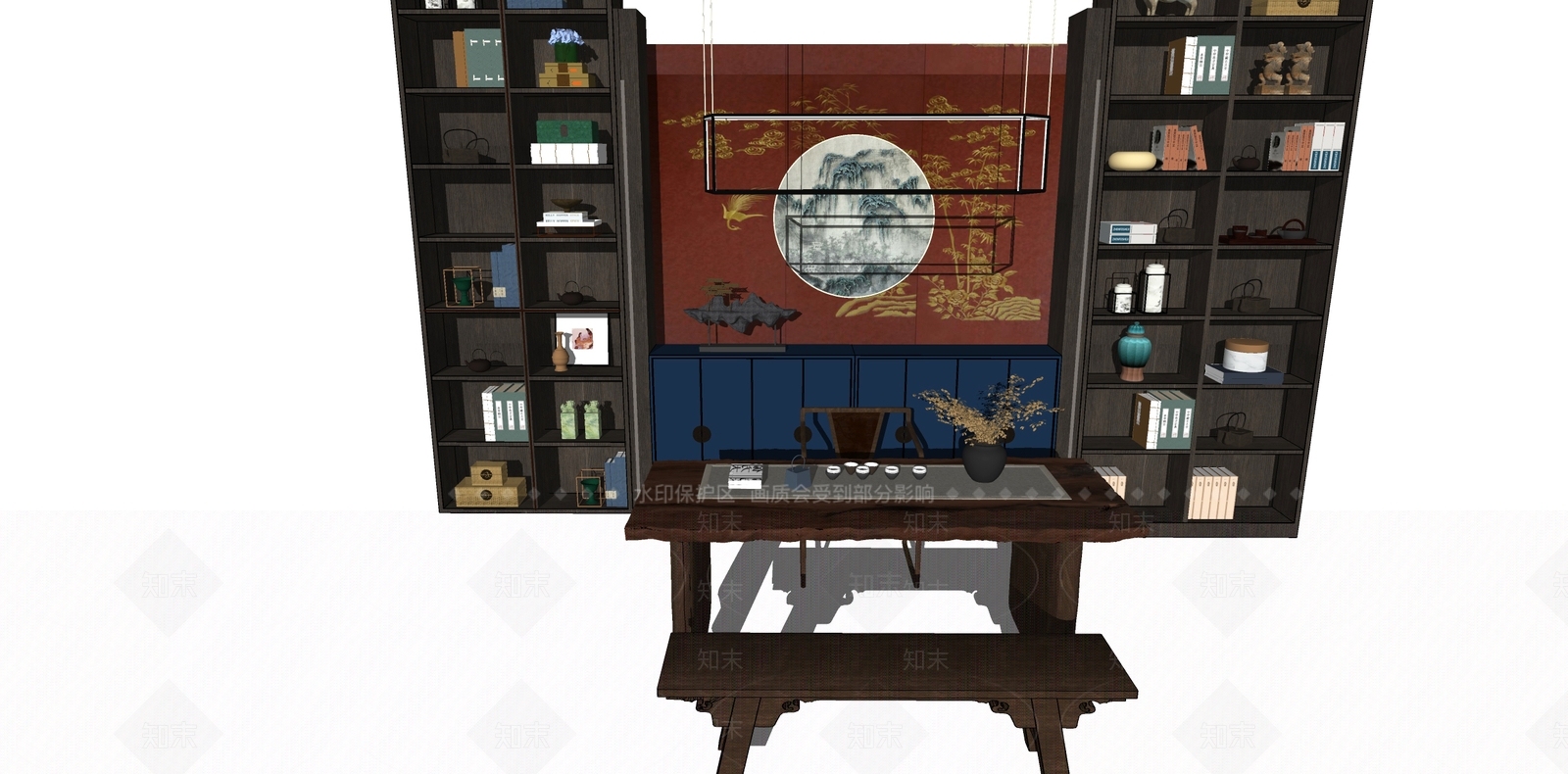 新中式装饰柜SU模型下载【ID:282876334】
