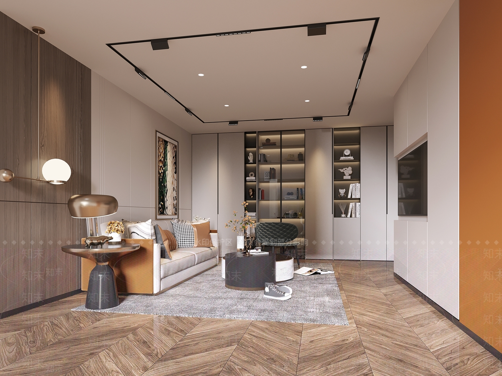 现代客厅3D模型下载【ID:982946779】