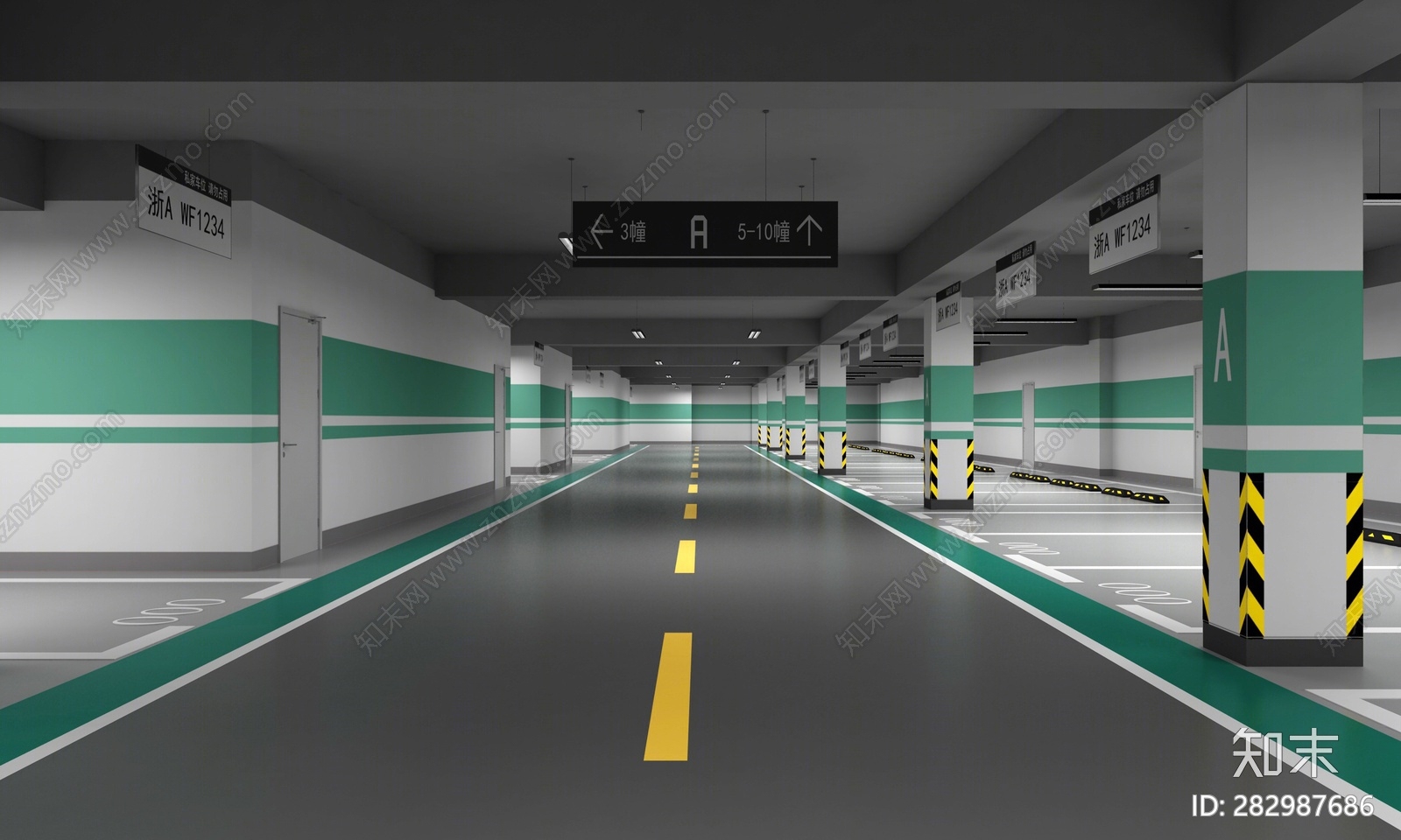 现代停车场3D模型下载【ID:282987686】