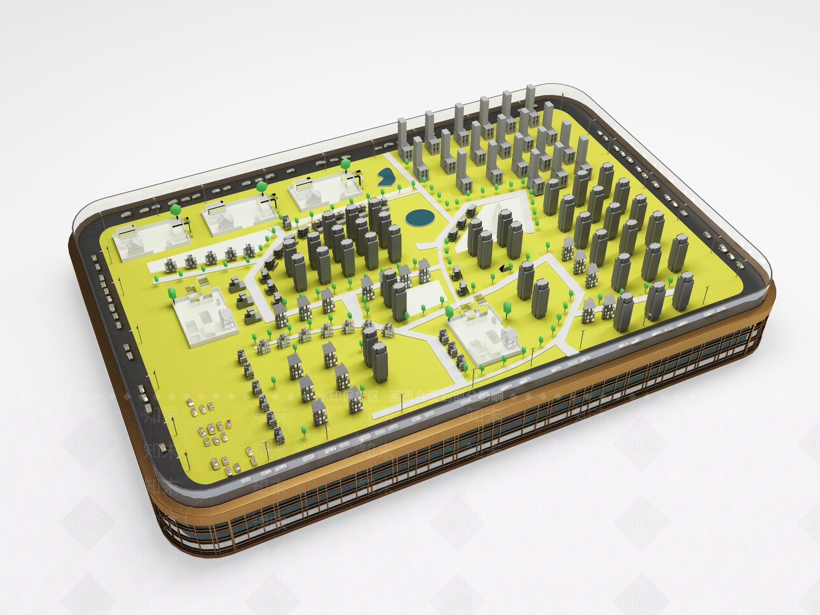 现代楼盘沙盘3D模型下载【ID:482997766】