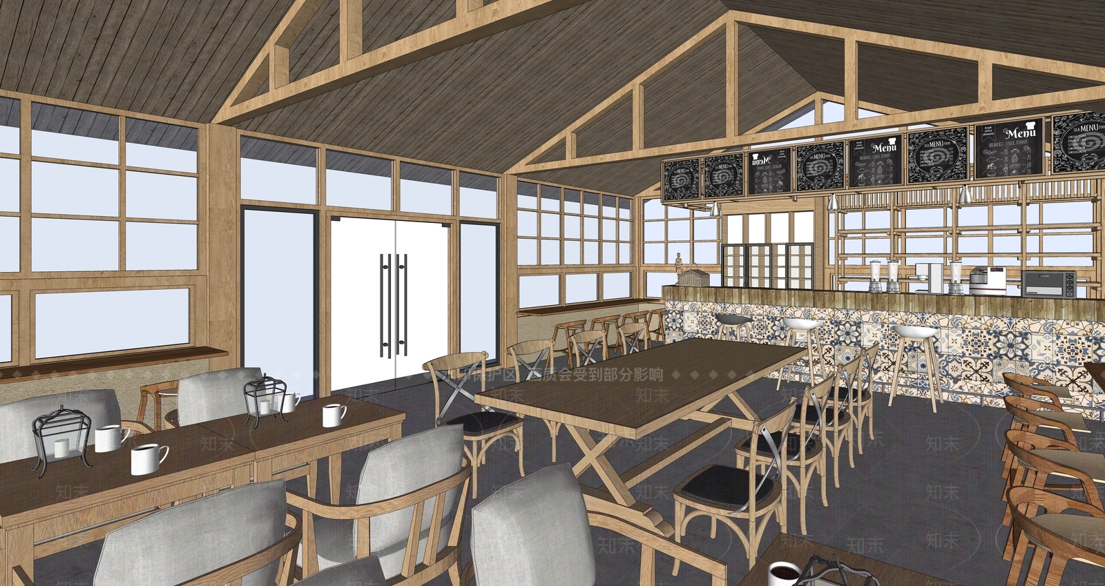 北欧餐厅SU模型下载【ID:983205023】