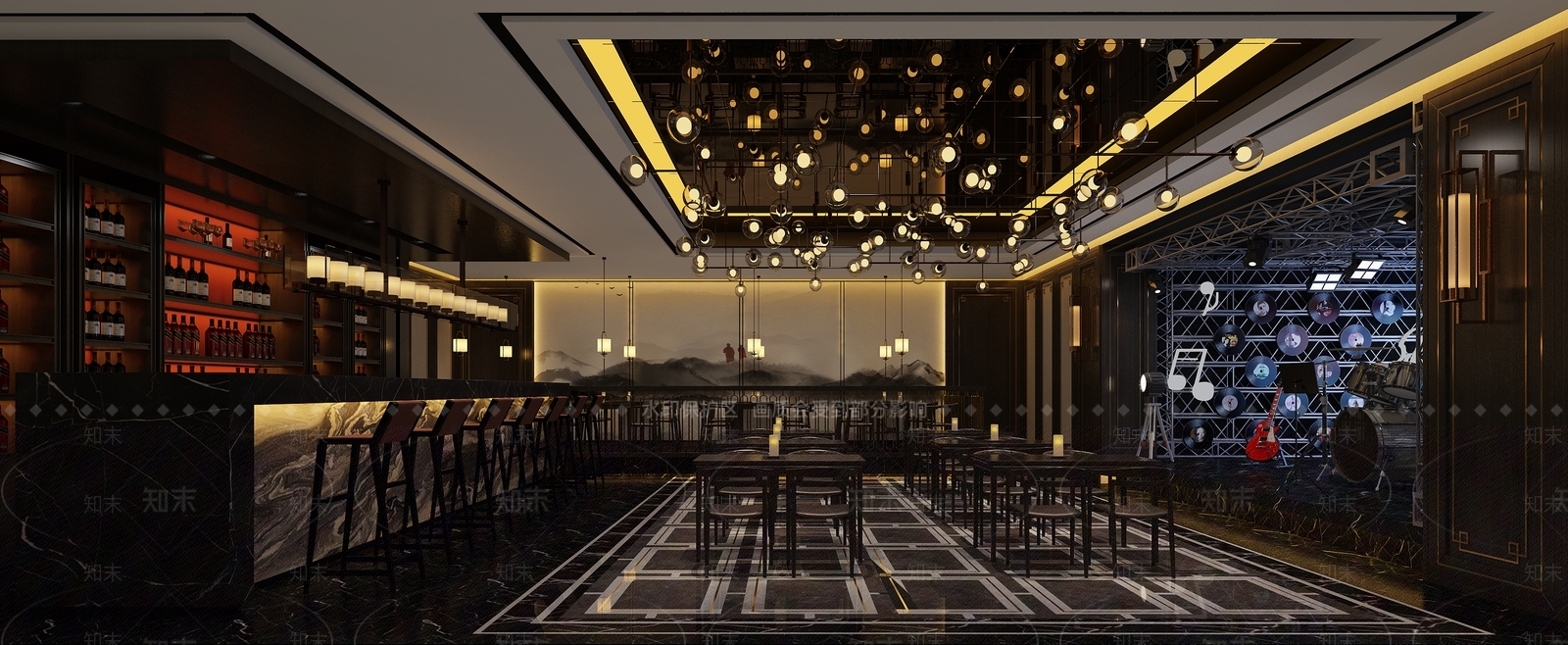 新中式音乐餐厅3D模型下载【ID:483022451】