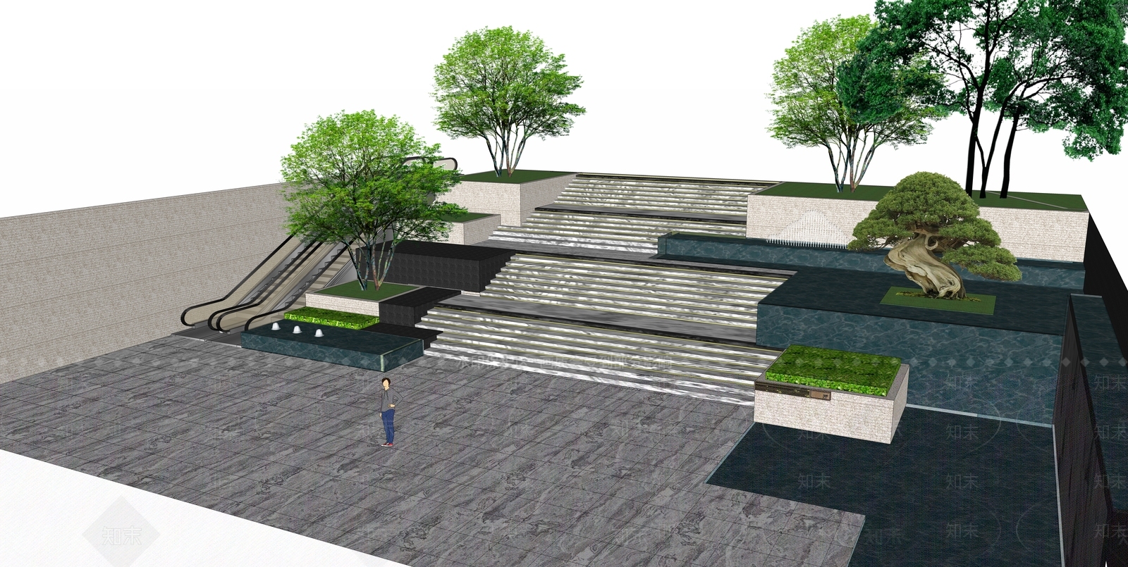 新中式住宅入口景观SU模型下载【ID:583023483】