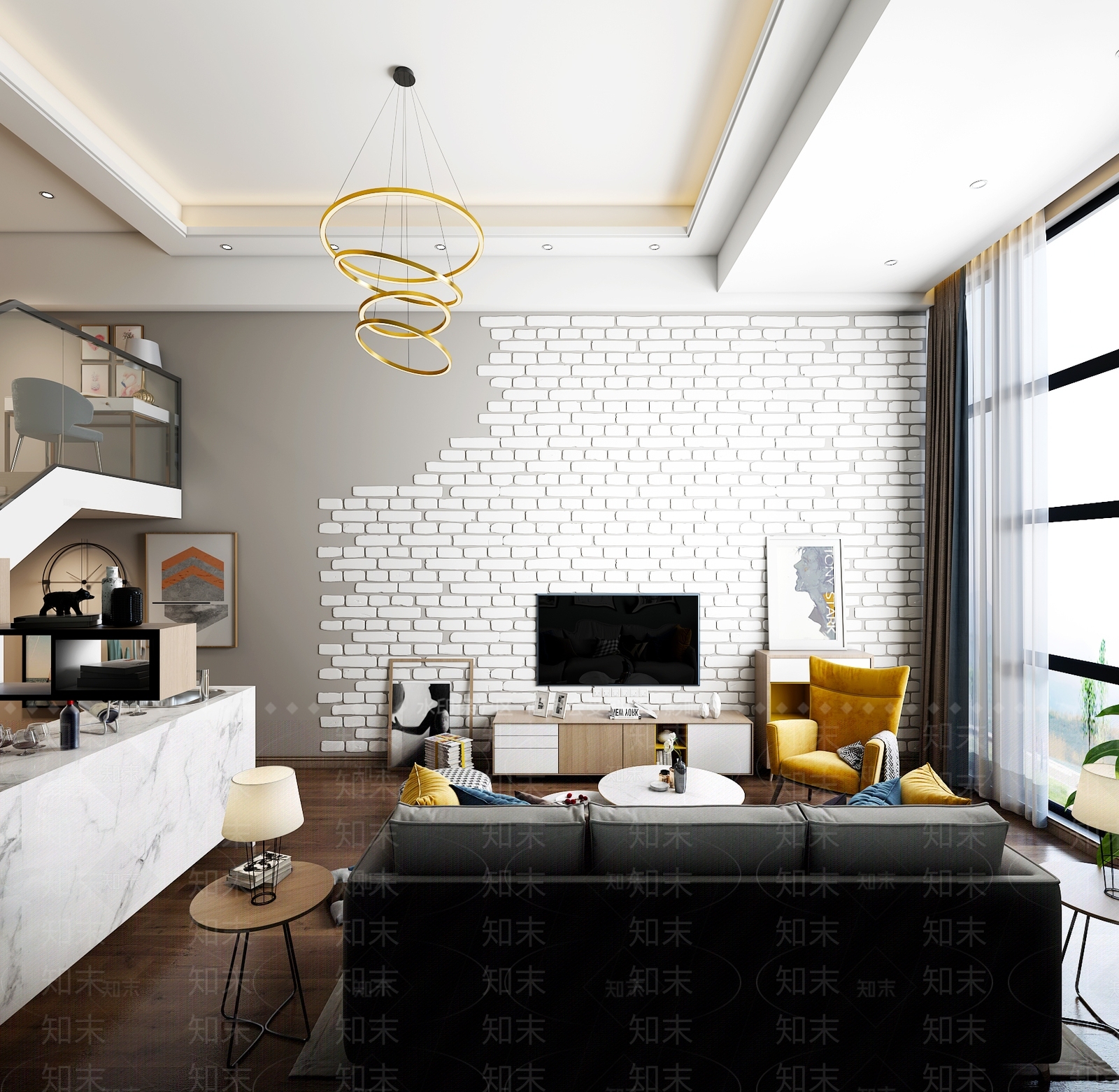 北欧单身公寓3D模型下载【ID:983040799】