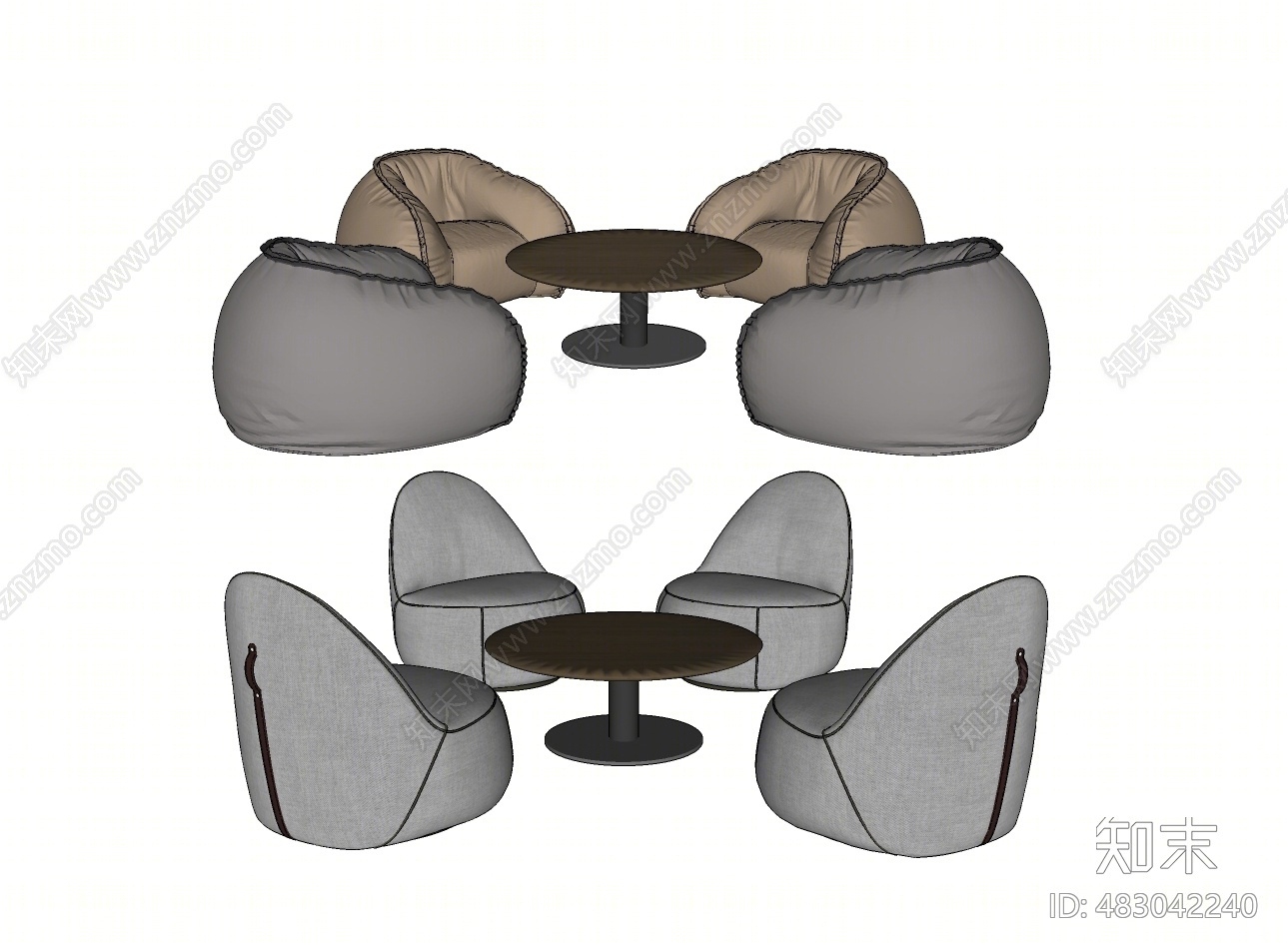 现代休闲桌椅组合SU模型下载【ID:483042240】