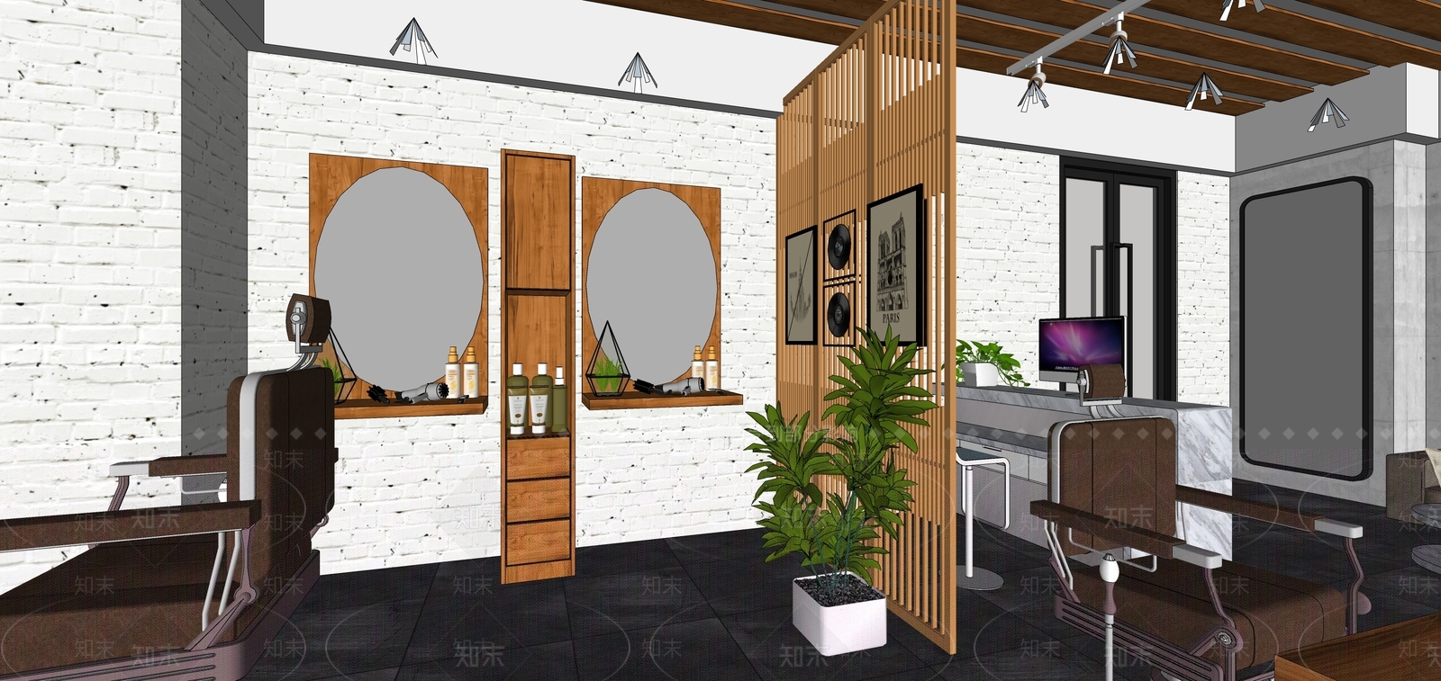 工业理发店SU模型下载【ID:383051295】