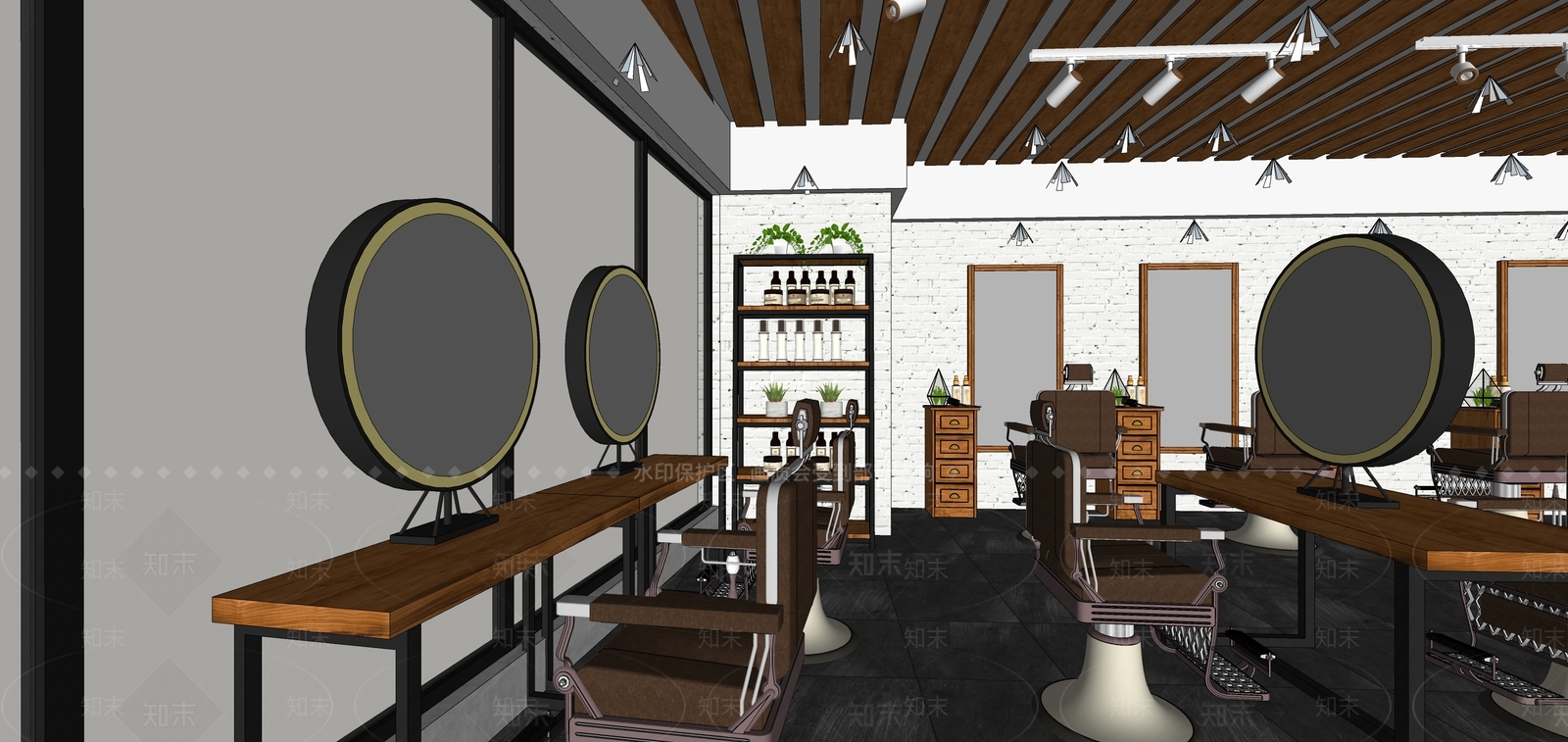 工业理发店SU模型下载【ID:383051295】