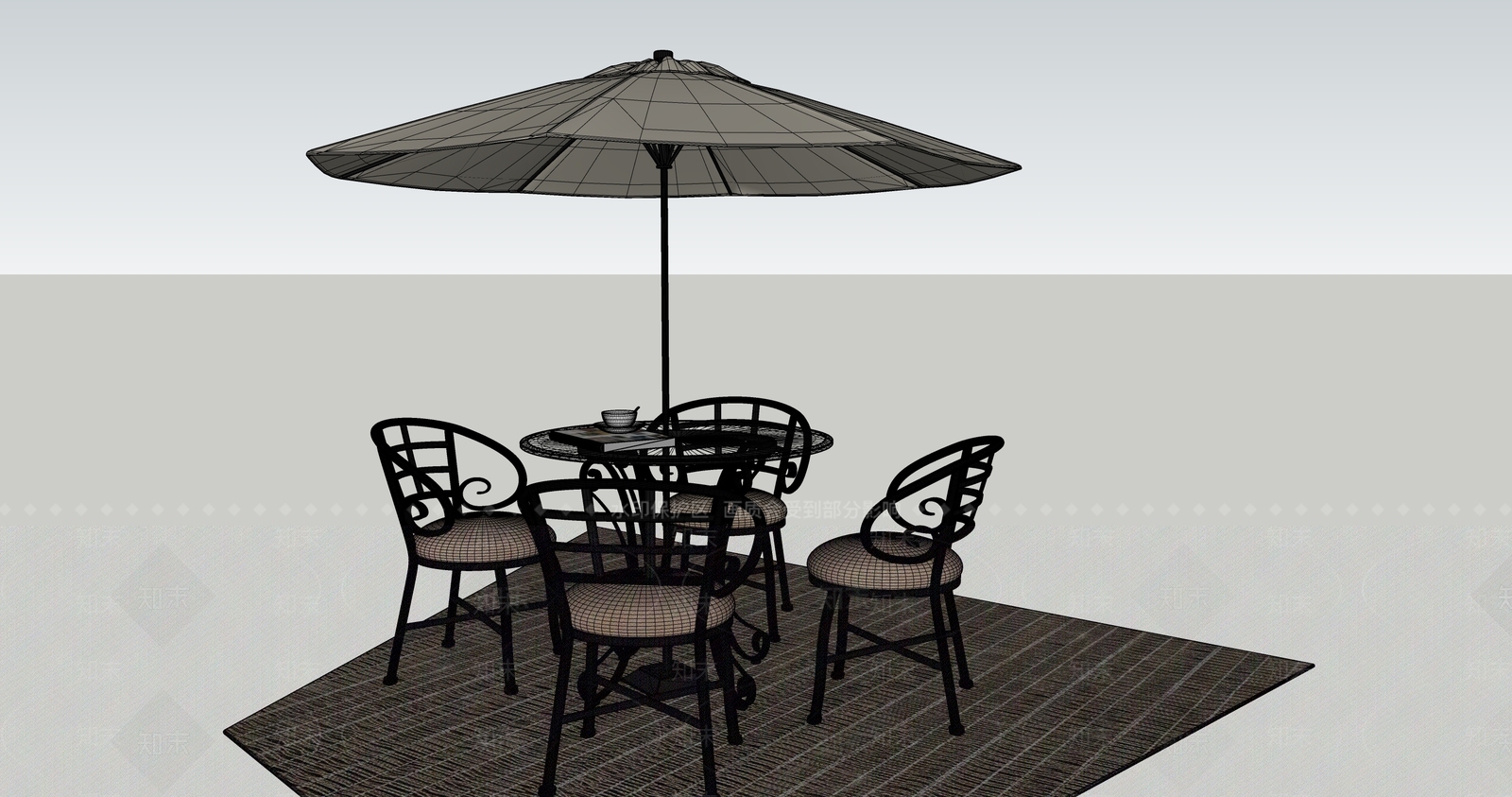 欧式遮阳伞SU模型下载【ID:283052806】