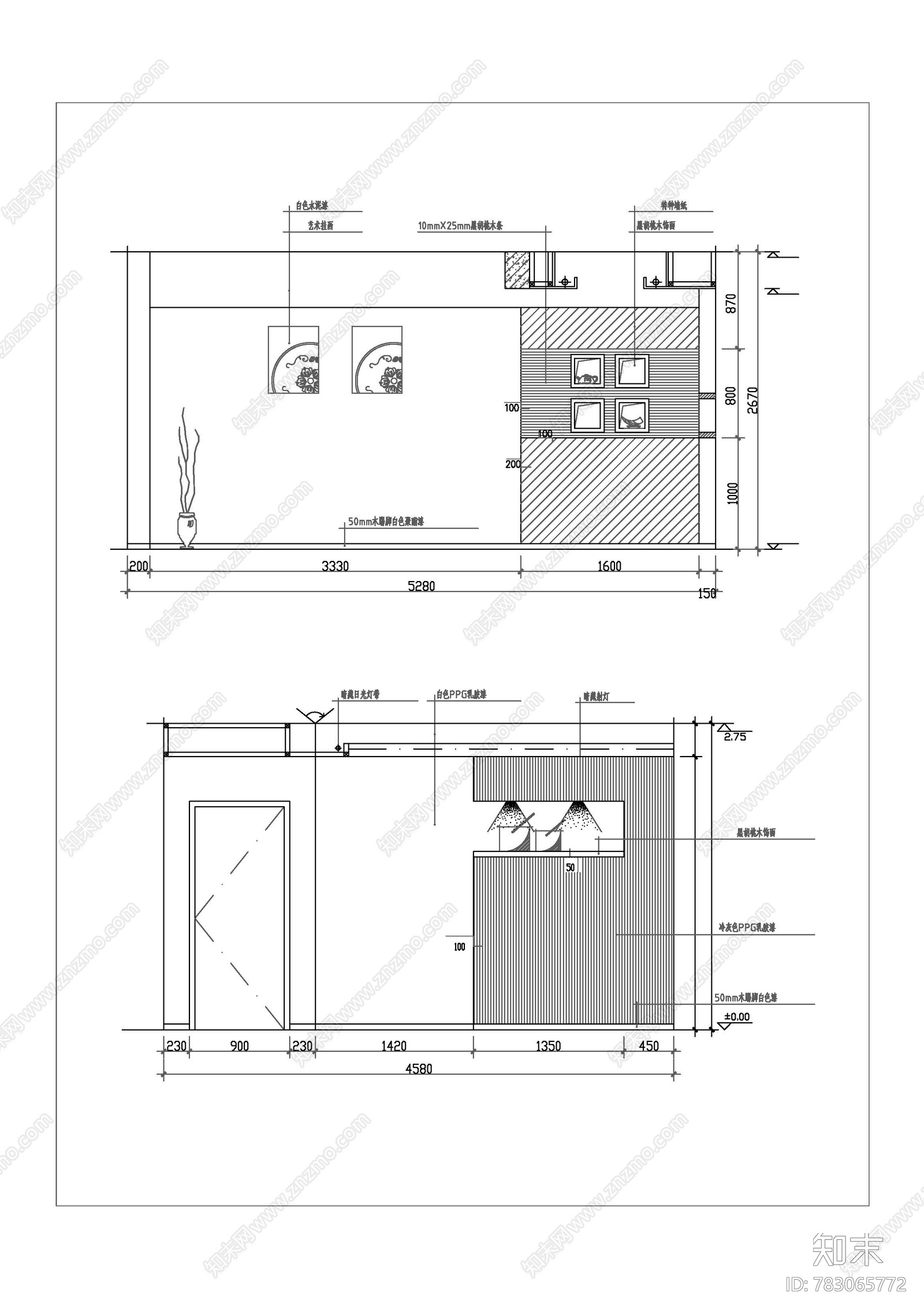 客厅立面图cad施工图下载【ID:783065772】