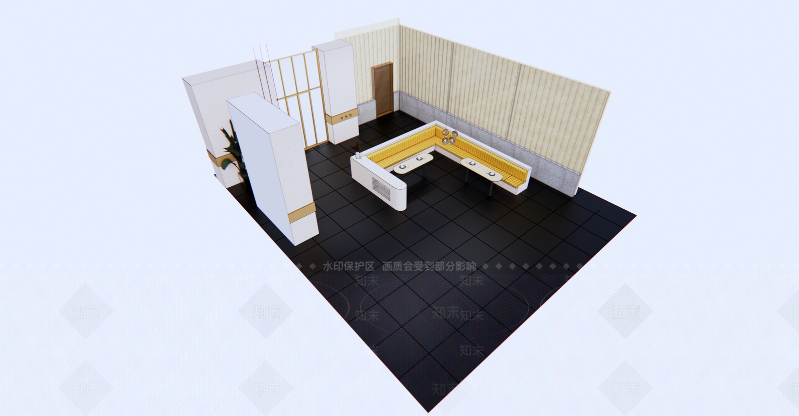 现代餐厅SU模型下载【ID:983067069】