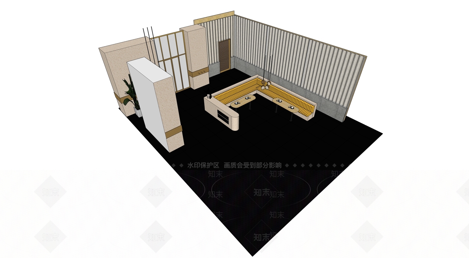 现代餐厅SU模型下载【ID:983067069】