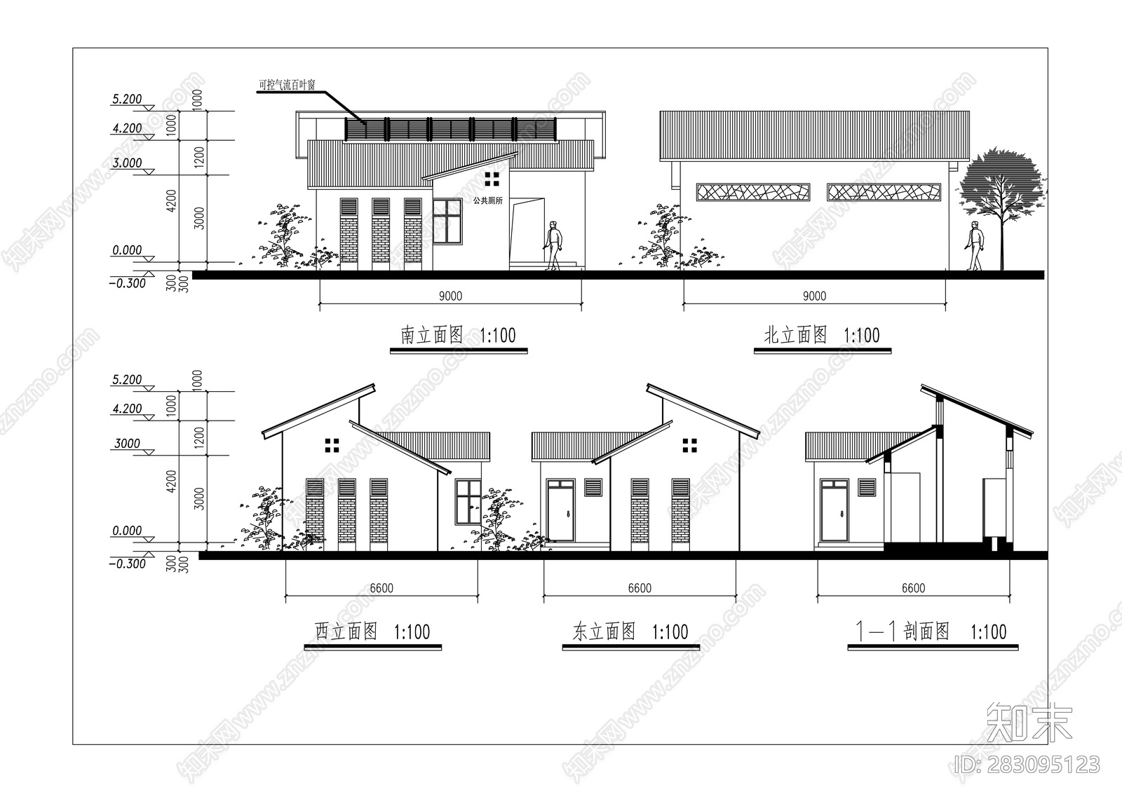 公厕建筑设计方案施工图下载【ID:283095123】