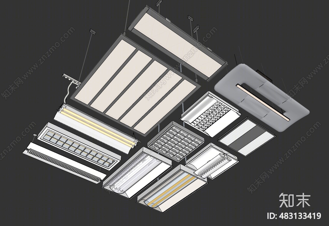 现代灯具SU模型下载【ID:483133419】