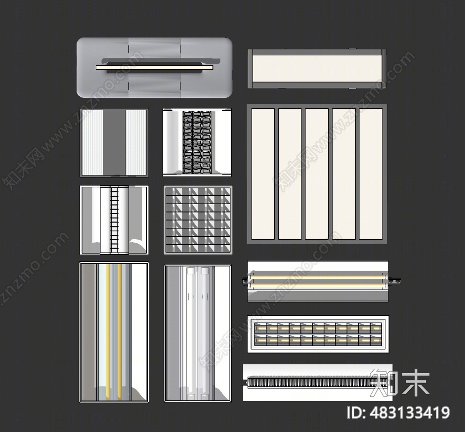 现代灯具SU模型下载【ID:483133419】