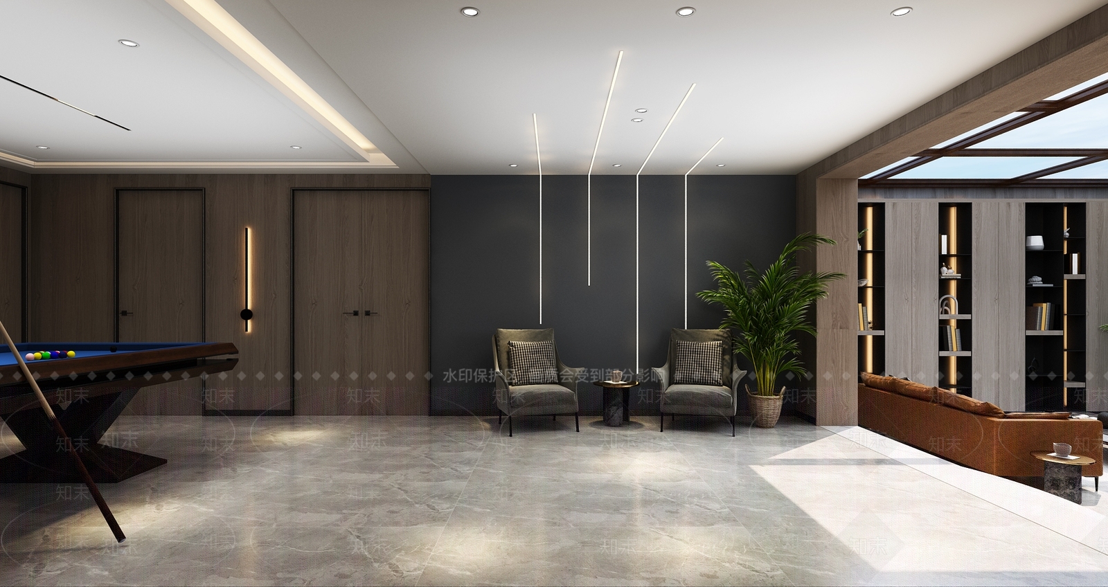 现代台球室3D模型下载【ID:283188471】
