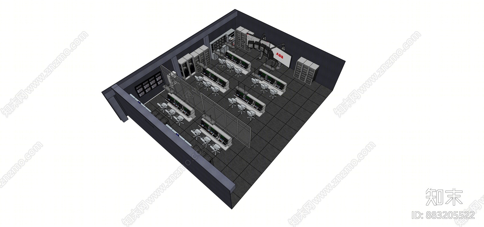 现代办公空间SU模型下载【ID:883205522】