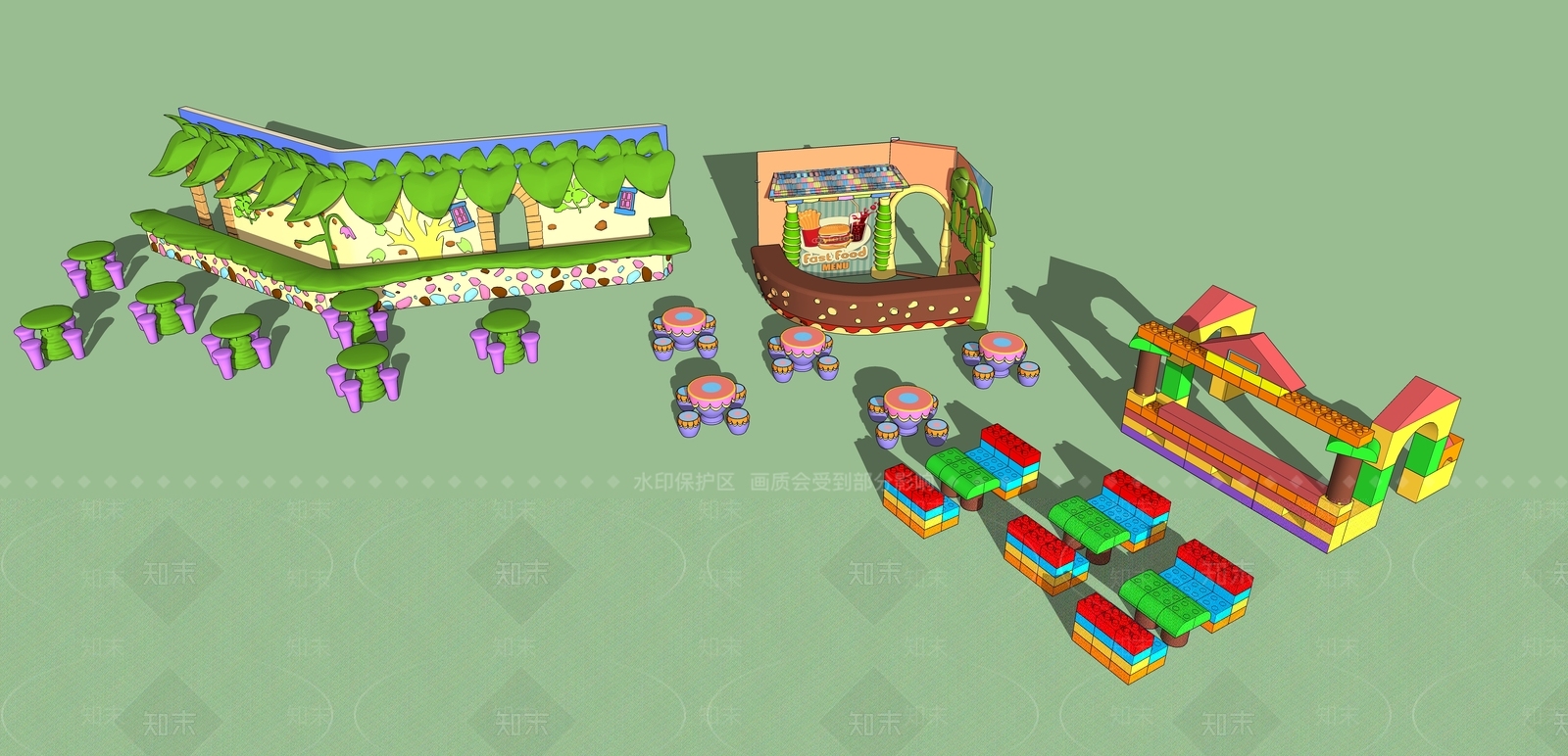 现代儿童游乐区SU模型下载【ID:983229015】
