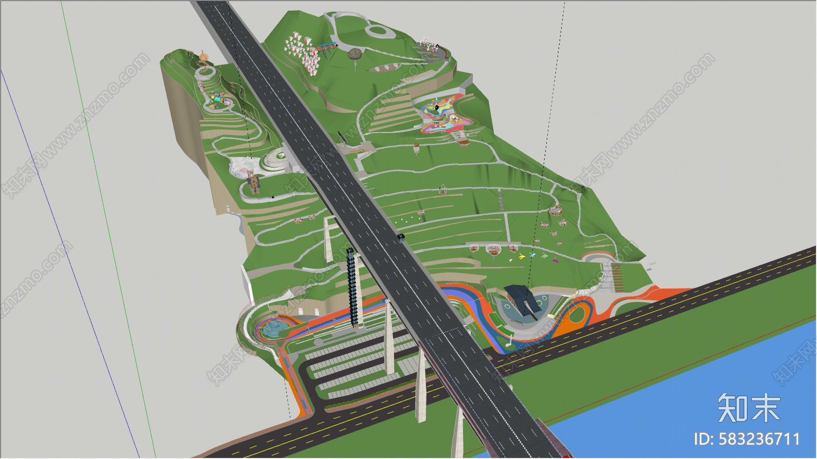 现代公园景观SU模型下载【ID:583236711】