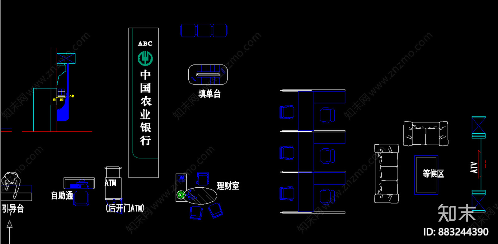 银行大样CAD图库施工图下载【ID:883244390】