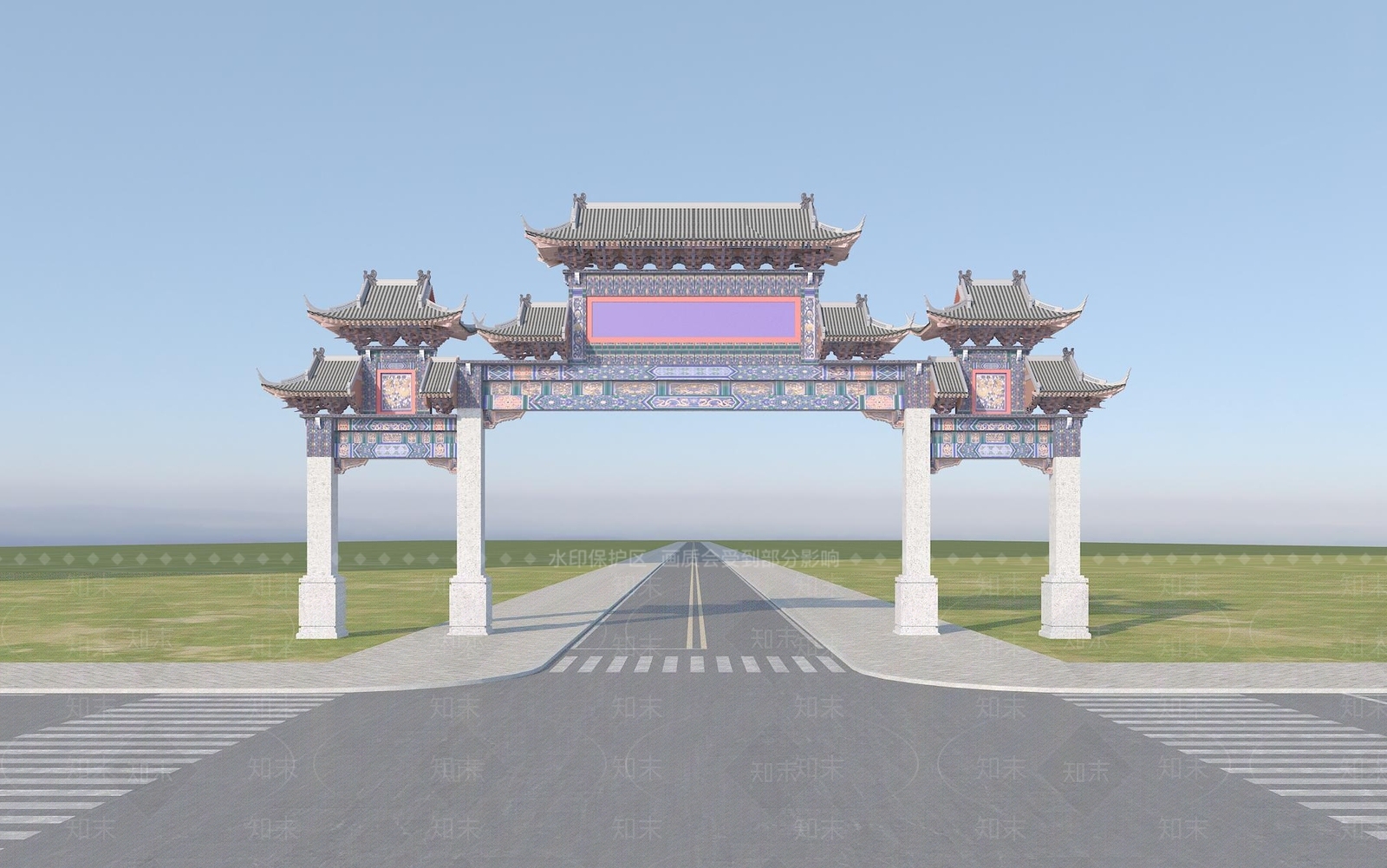 中式牌坊3D模型下载【ID:383247271】