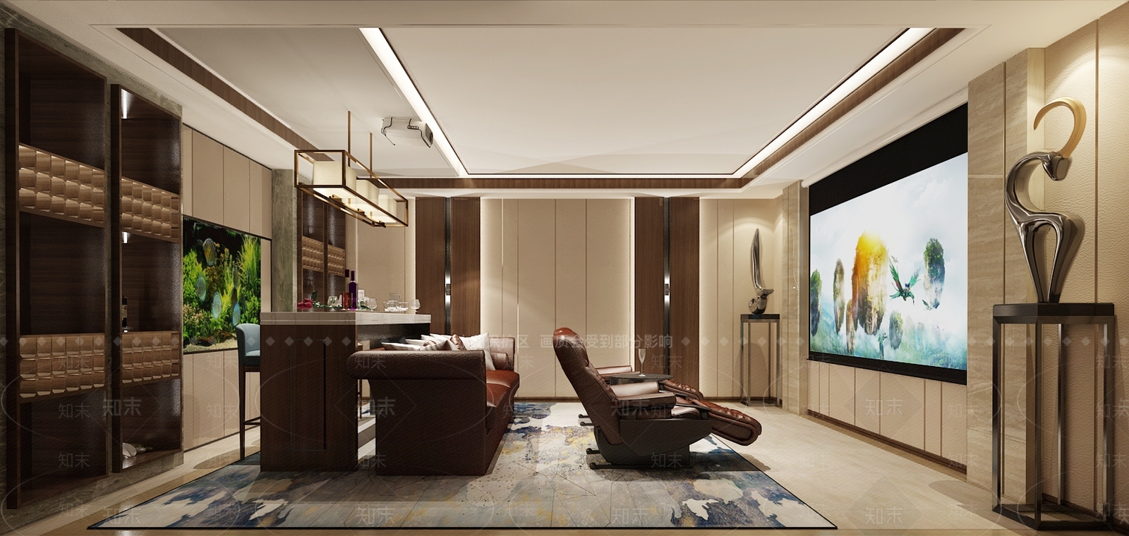 新中式影音室3D模型下载【ID:883299922】