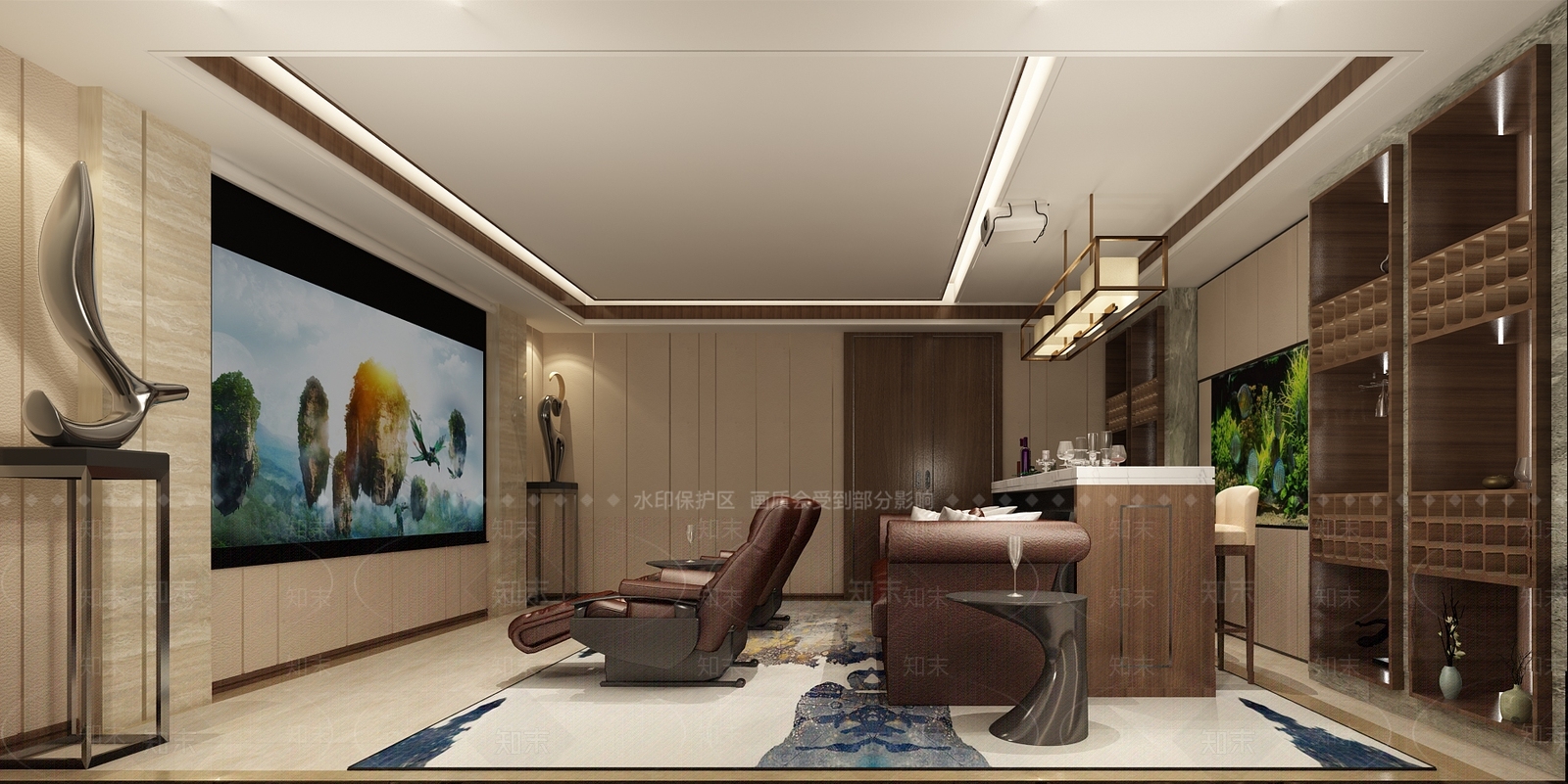 新中式影音室3D模型下载【ID:883299922】