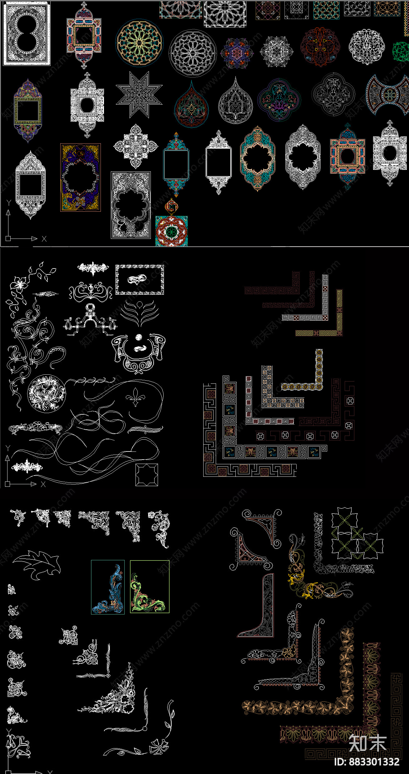 东南亚伊斯兰花纹CAD图库施工图下载【ID:883301332】