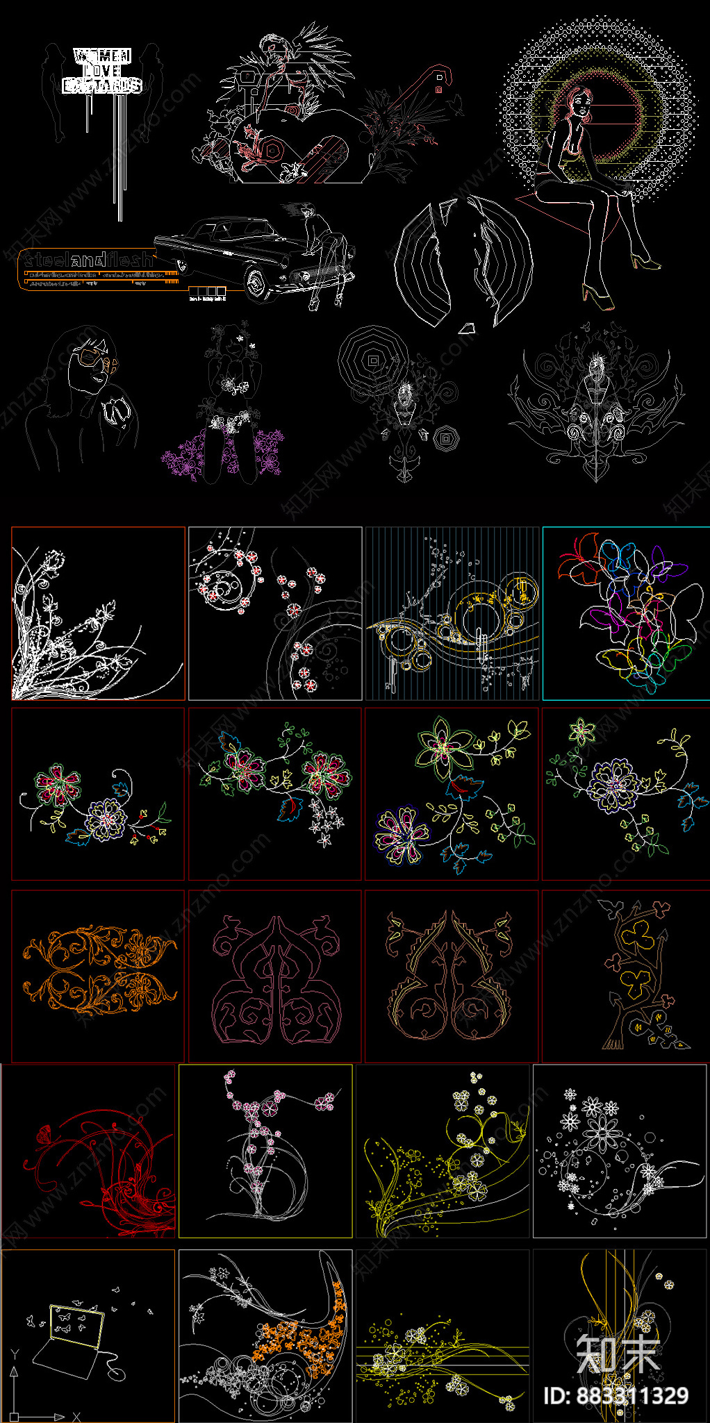 图案花纹CAD图库施工图下载【ID:883311329】