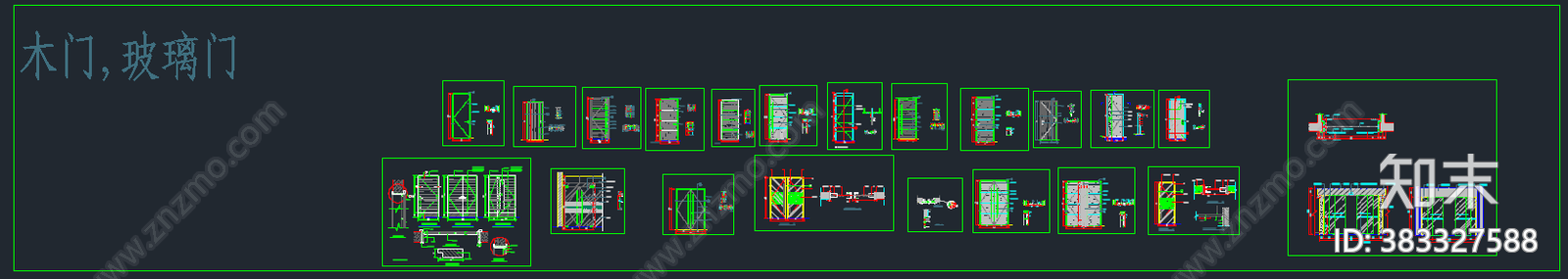 室内门窗节点cad施工图下载【ID:383327588】