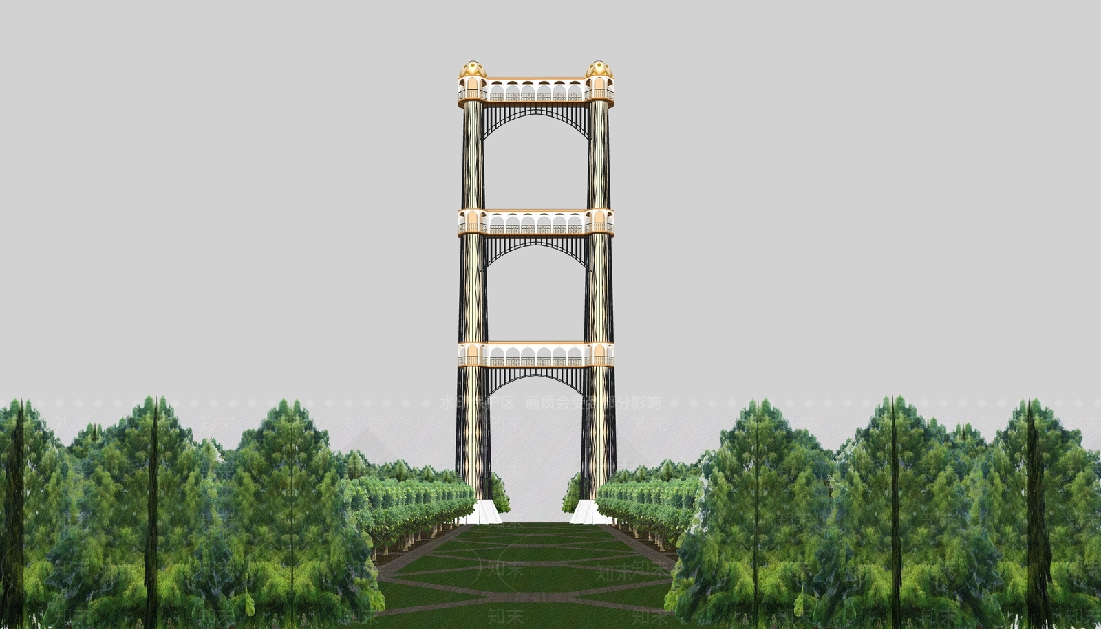 欧式塔楼SU模型下载【ID:583334314】