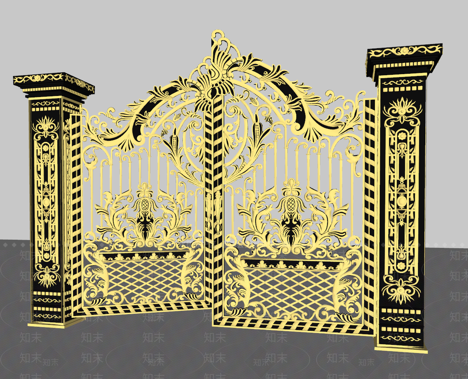 欧式庭院大门SU模型下载【ID:783373629】