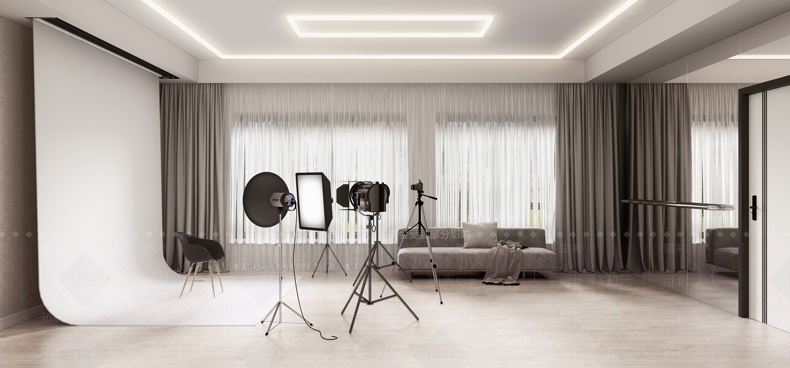 现代摄影棚3D模型下载【ID:783419685】