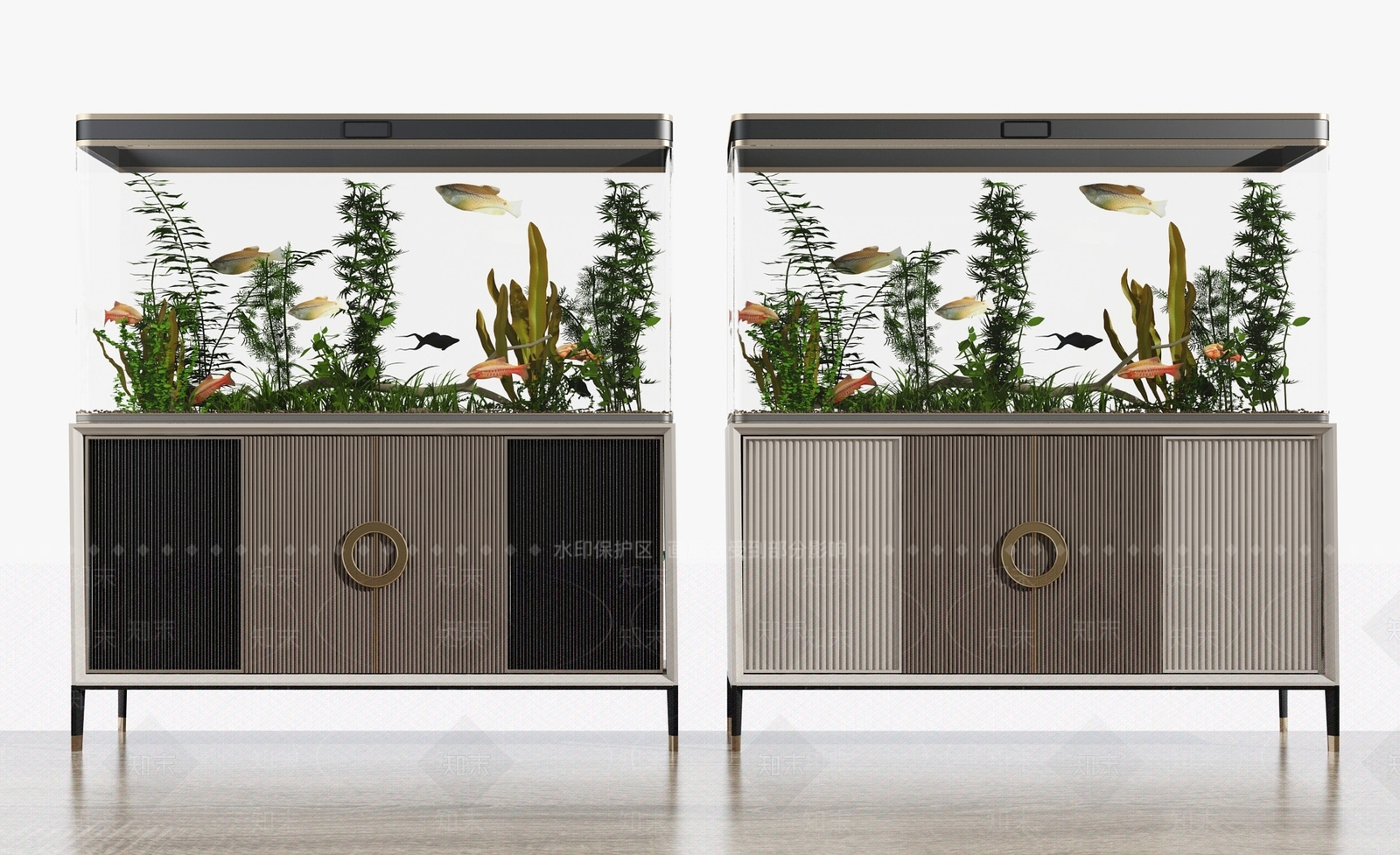 现代轻奢鱼缸3D模型下载【ID:683426748】