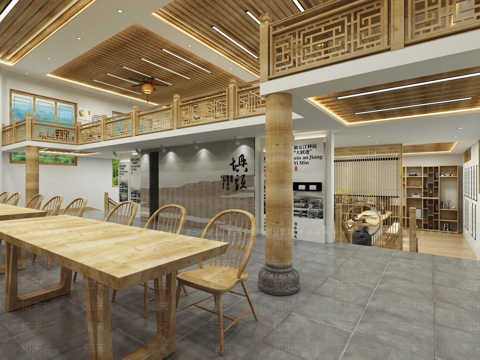 新中式礼堂活动区3D模型下载【ID:583442471】
